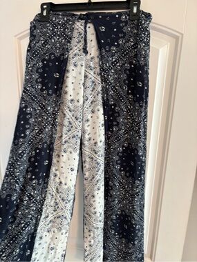 Vanilla Star Navy & White Paisley Palazzo Pants